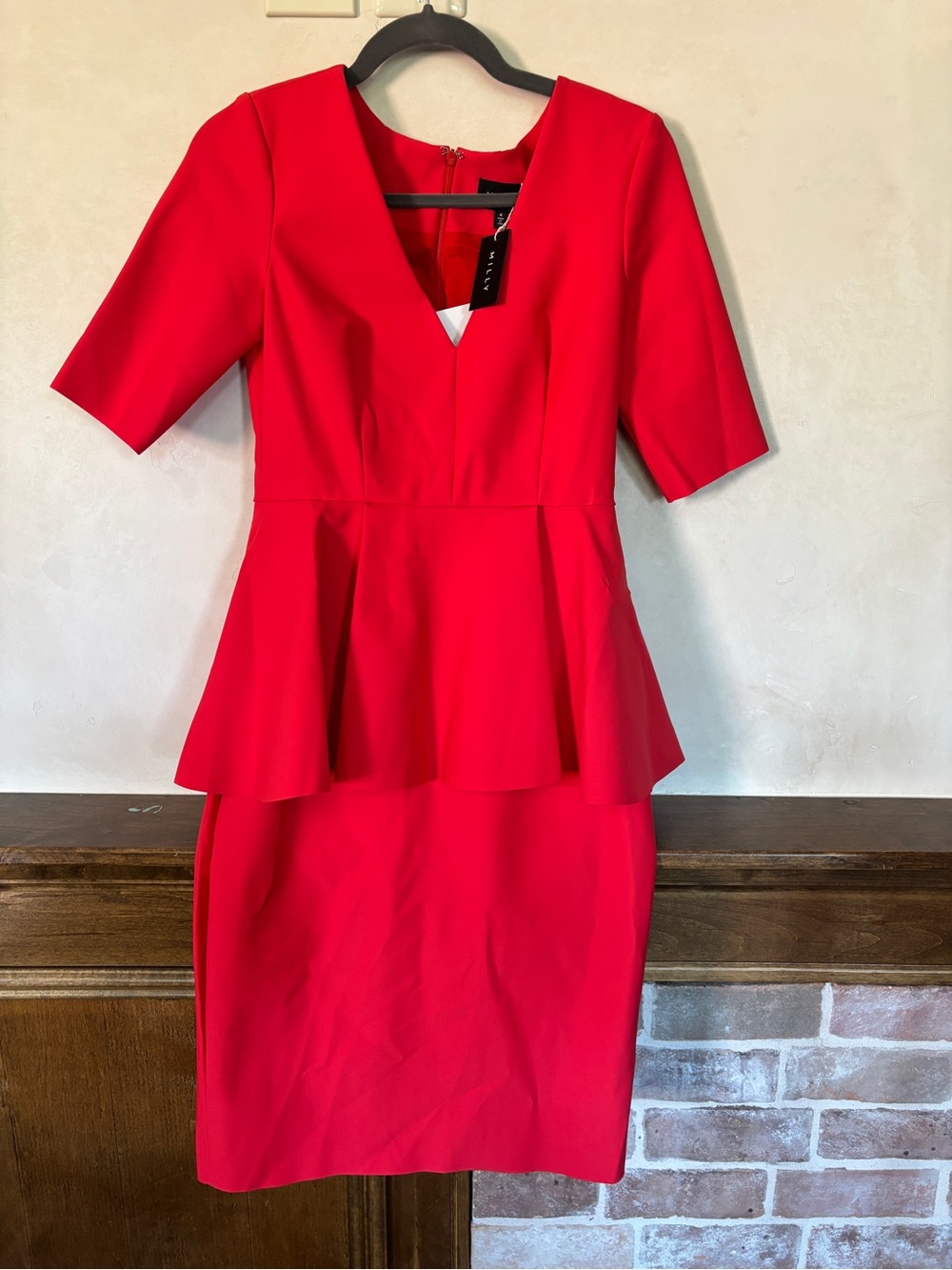 Milly Red Peplum Midi Dress
